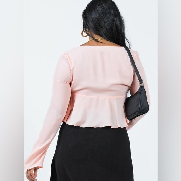 Princess Polly Pink Long Sleeve Tie Front Blouse - Picture 10 of 10